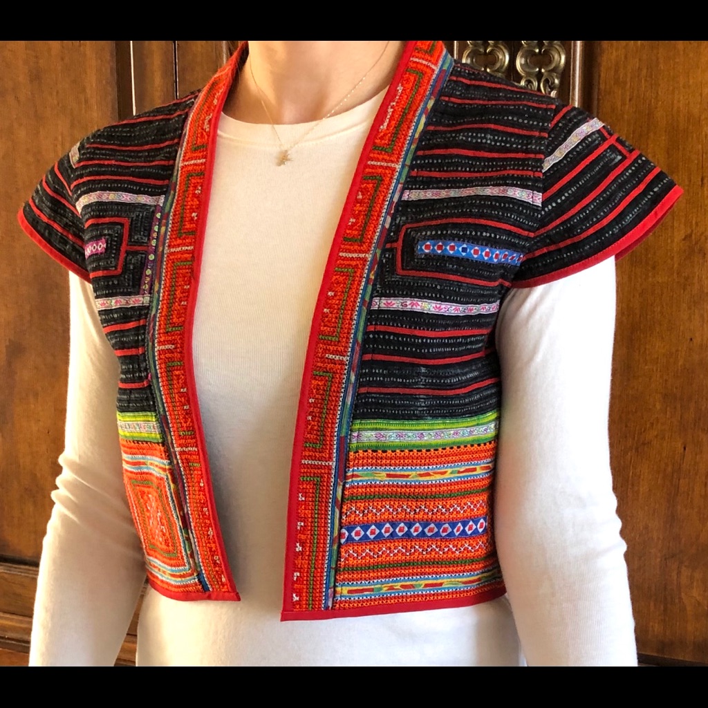 Patchwork Open Front Cropped Top Small